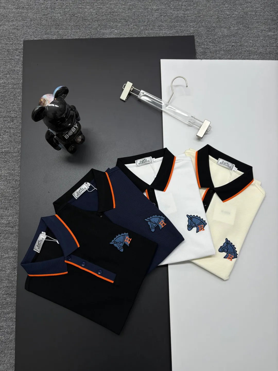 HERMES New Arrival Polo Same Style 210 ， Factory New Arrival Versatile : Black White Royal Blue Size：M-XXXL